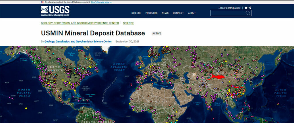 Home page of the USGS Mineral Deposit Database for researching placer gold deposits.